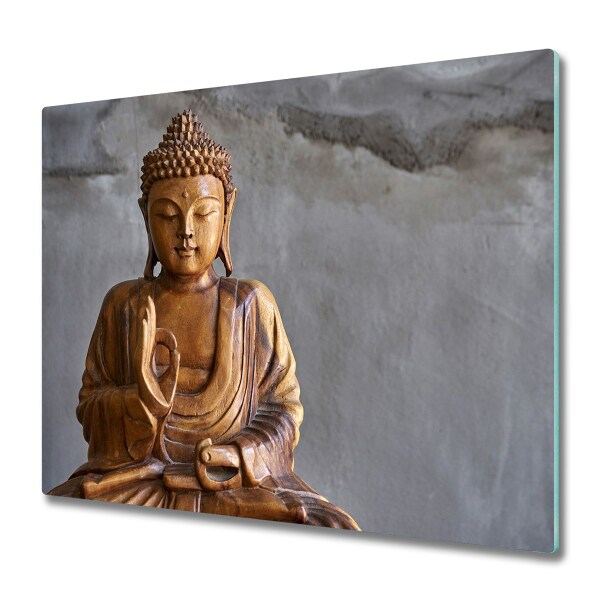 Protection plaque induction Bouddha en bois assis