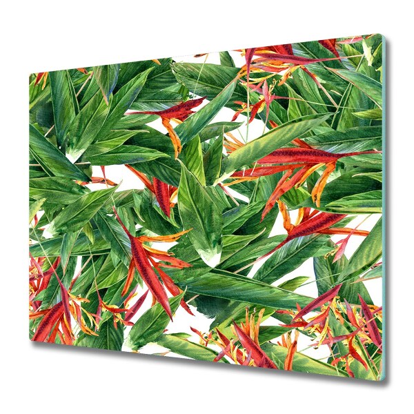 Protection pour plaque de cuisson Motif de fleurs tropicales