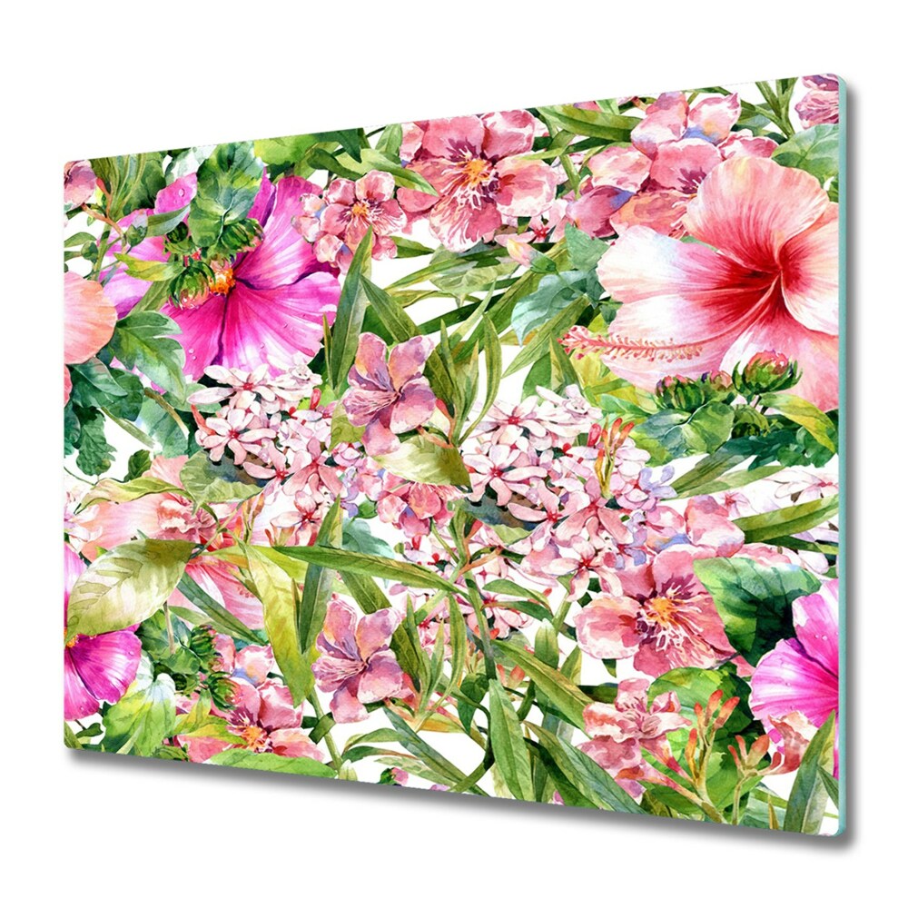 Planche à découper en verre Motif de fleurs arc-en-ciel