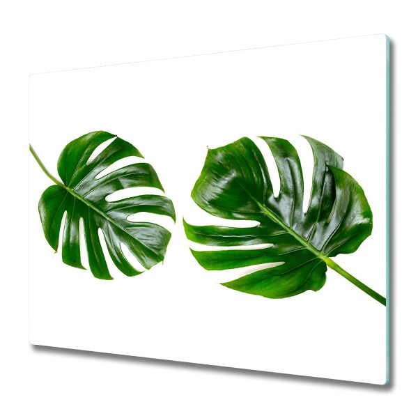 Planche à découper verre Deux feuilles de monstera