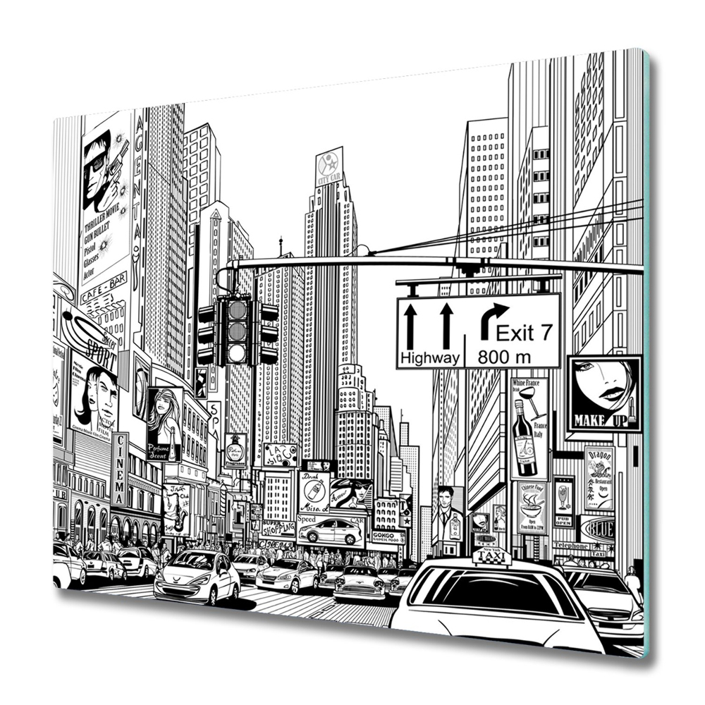 Cache plaque de cuisson Dessin animé d'une rue de New York