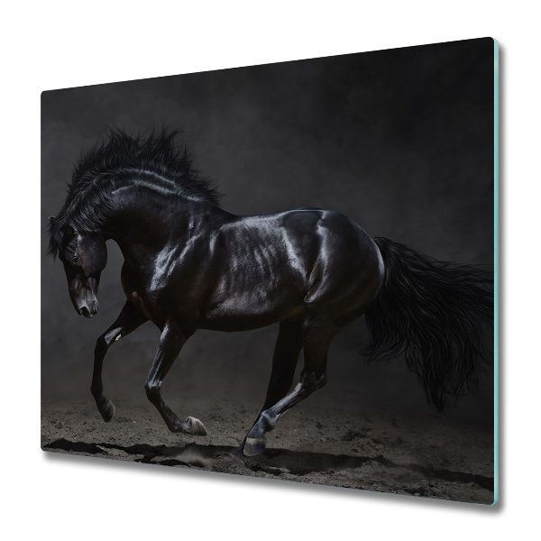 Protection pour plaque de cuisson Cheval noir sur fond noir