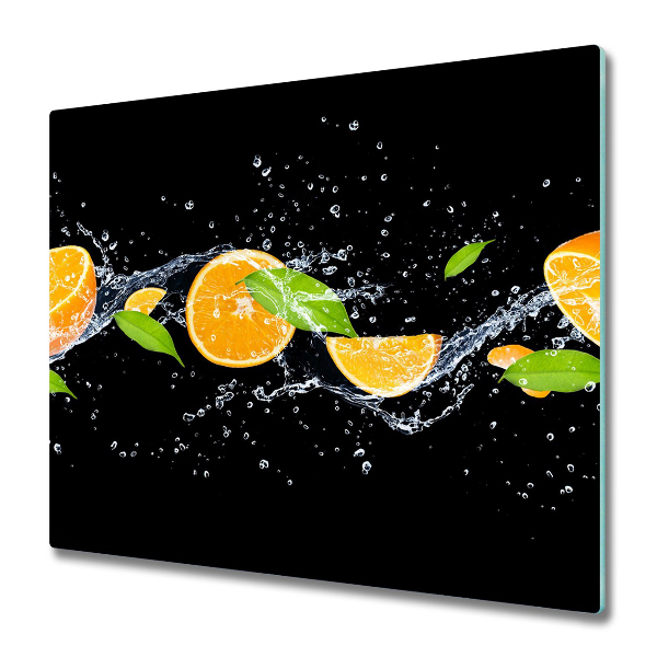 Planche à découper verre Oranges dans l'eau