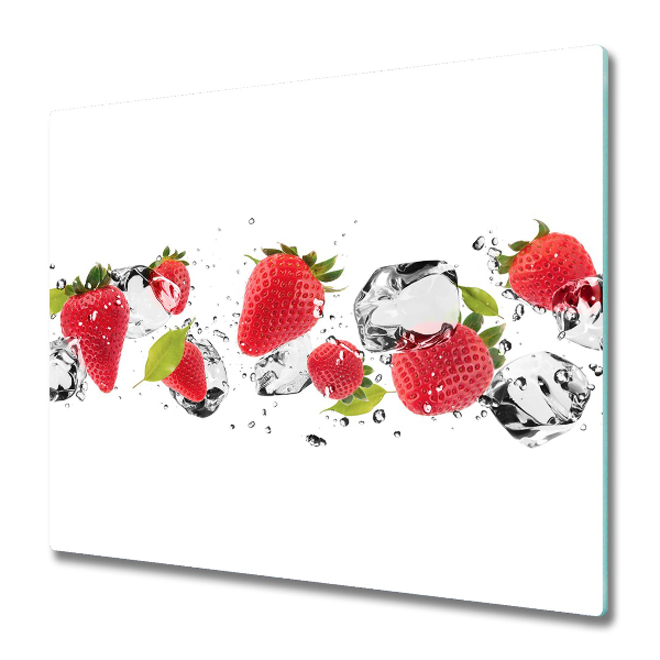 Planche à découper en verre Fraises et eau