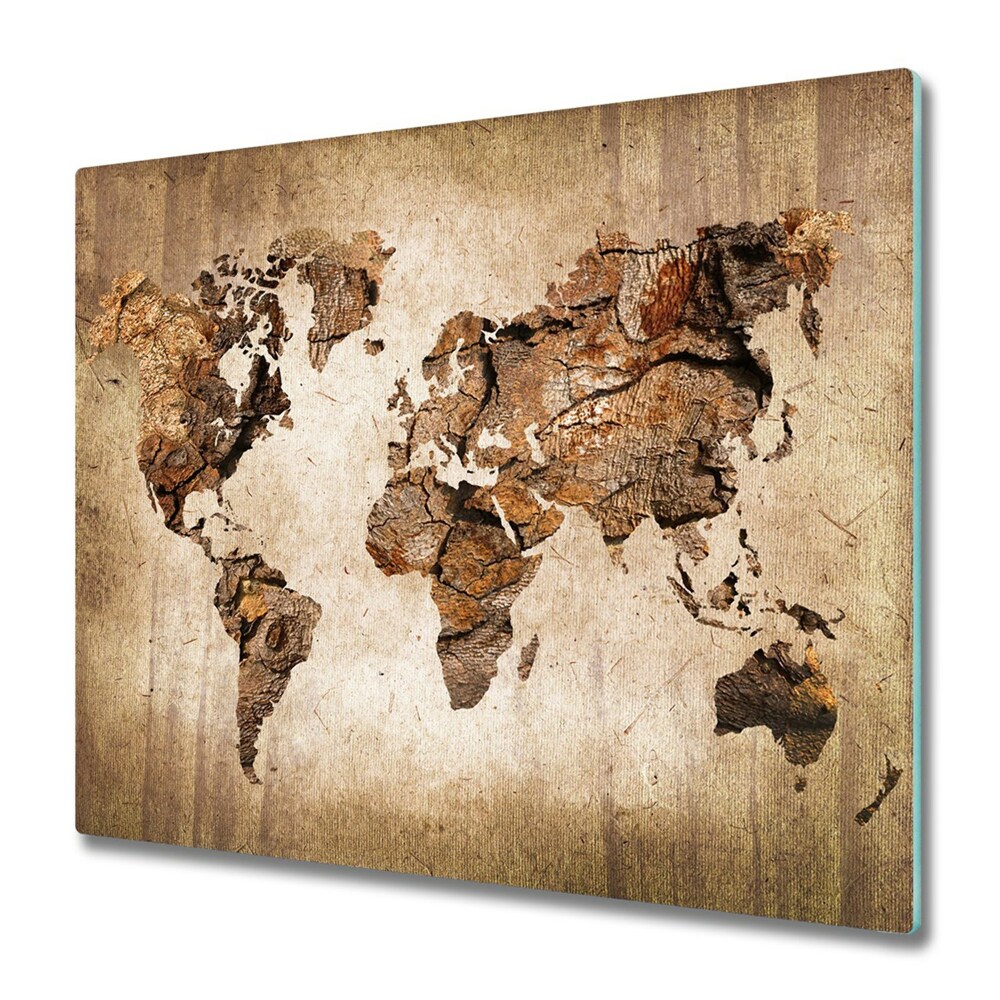 Protège plaque de cuisson Carte du monde sur carton