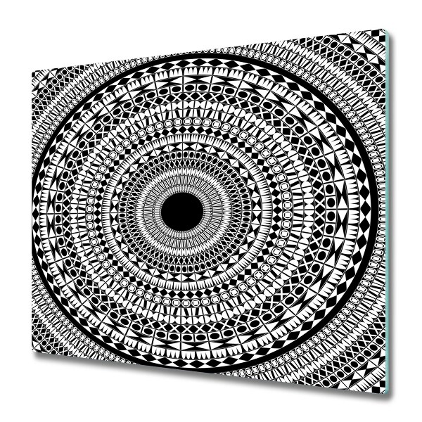 Protection pour plaque de cuisson Mandala noir et blanc