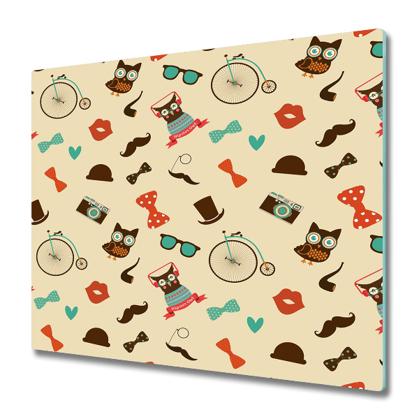 Protection pour plaque de cuisson Motif hipster et hiboux