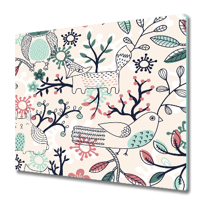 Cache plaque de cuisson Animaux de dessins animés parmi les fleurs