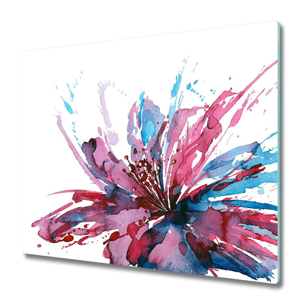 Planche à découper en verre Fleur peinte à l'aquarelle