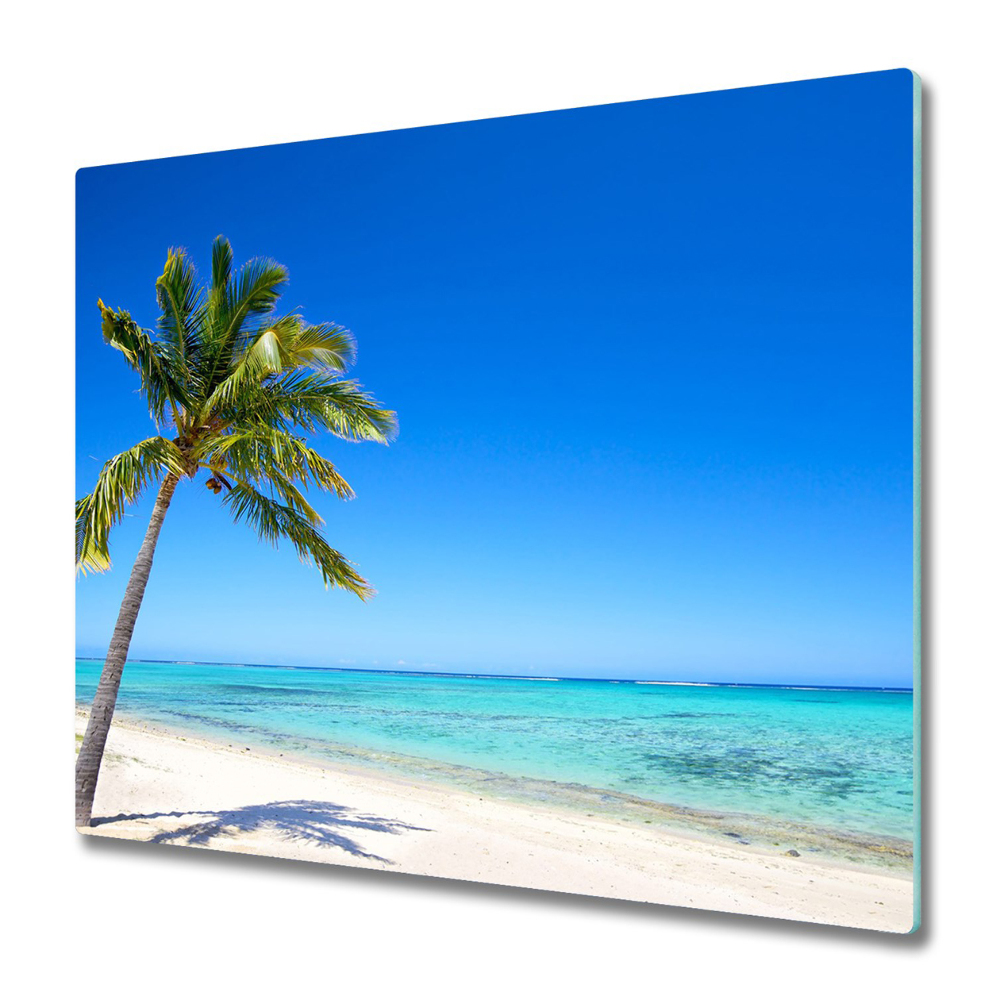 Planche à découper en verre Palmier sur fond de plage