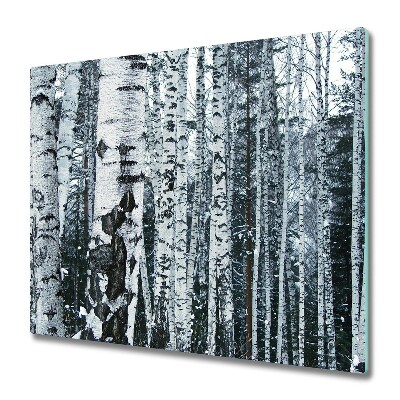 Couvre plaque de cuisson Bouleaux noirs et blancs