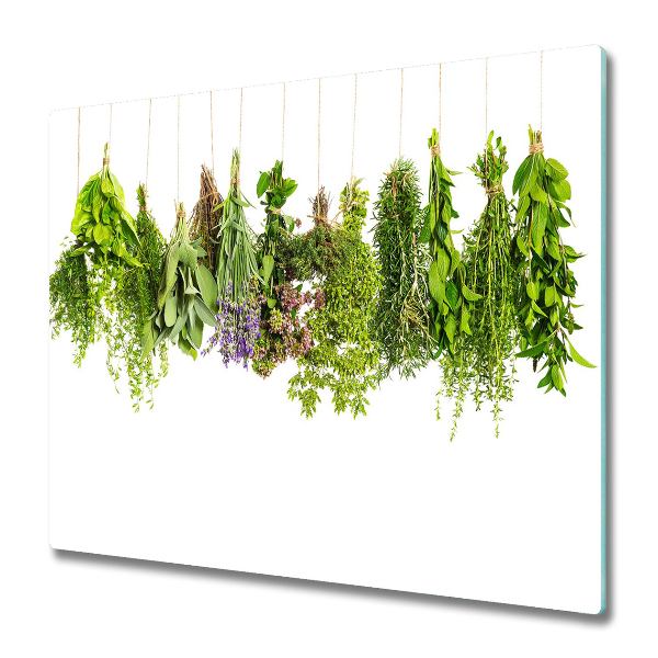 Planche à découper en verre Bouquets d'herbes sur une ficelle