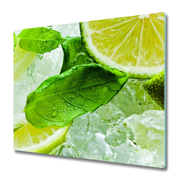 Protège plaque de cuisson Tranches de citron vert dans la glace