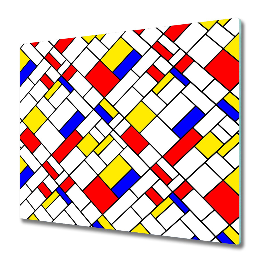 Cache plaque de cuisson Abstrait Rouge jaune bleu marine