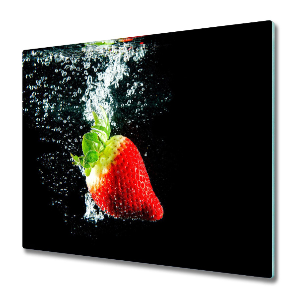 Protection pour plaque de cuisson Eau fraise fond noir