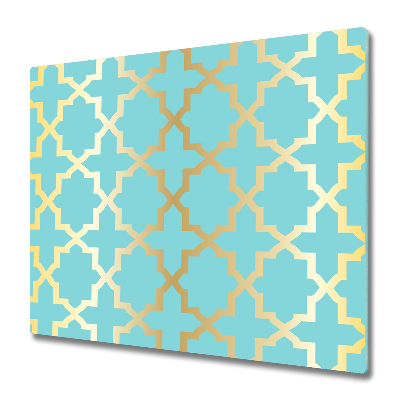 Protège plaque de cuisson Motif doré sur fond bleu