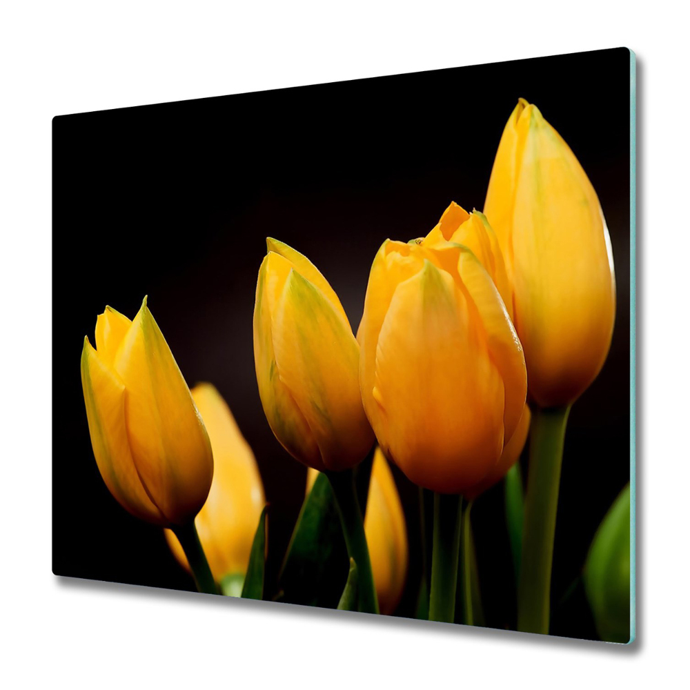 Cache plaque de cuisson Fleurs de tulipes jaunes