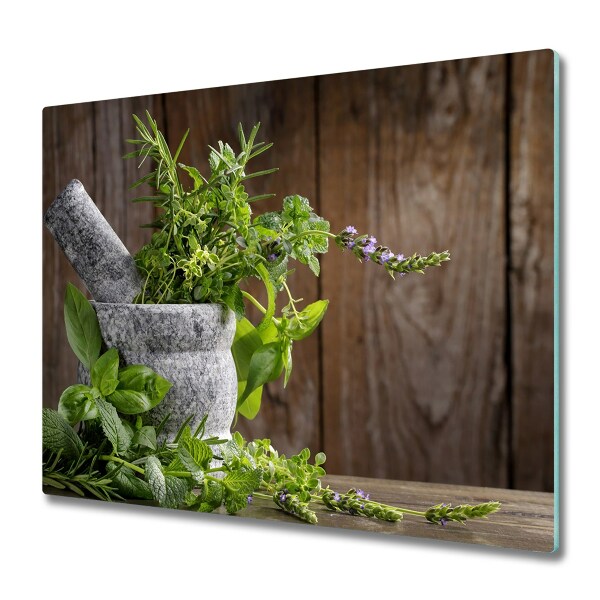 Couvre plaque de cuisson Mortier avec des herbes