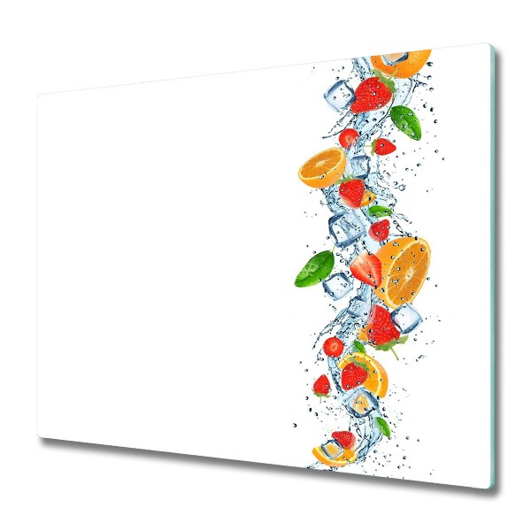 Protection plaque induction Fruits avec glace sur fond blanc