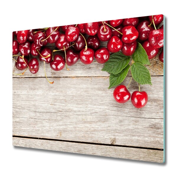 Protège plaque de cuisson Cerises sur une planche