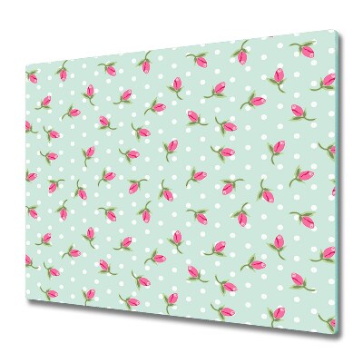 Protection plaque induction Roses sur fond de menthe