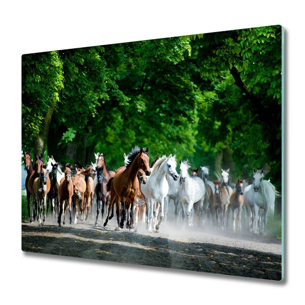 Planche à découper en verre Troupeau de chevaux au galop