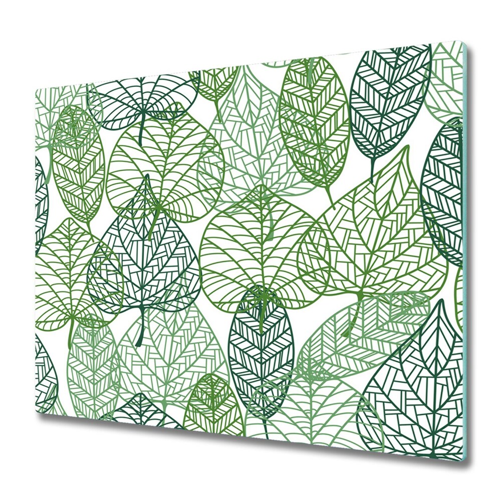 Protection pour plaque de cuisson Croquis de feuilles vertes