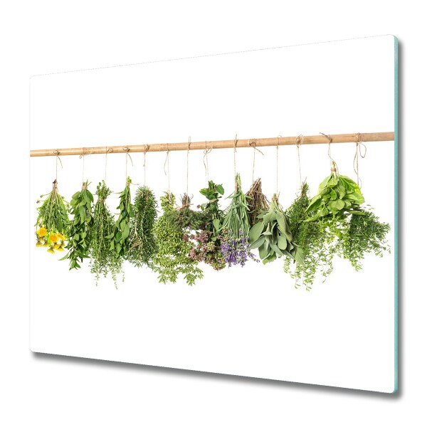 Cache plaque de cuisson Herbes sur fond blanc