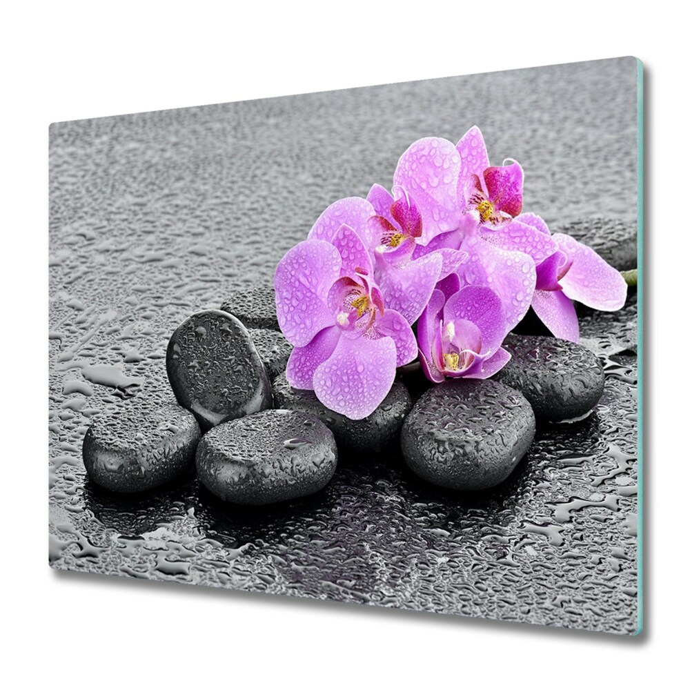 Protection plaque induction Orchidées sur des pierres
