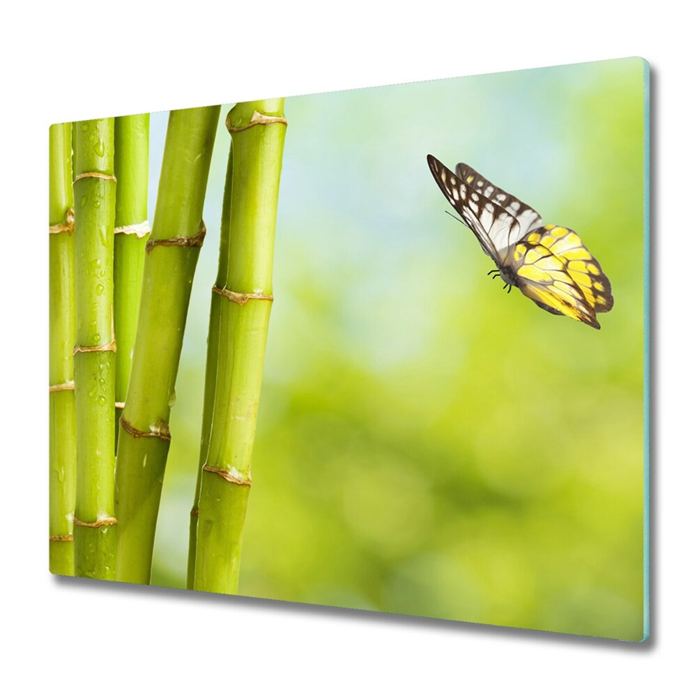 Protection plaque induction Papillon et pousses de bambou