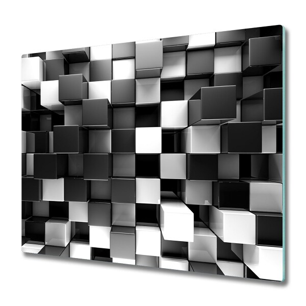 Protection pour plaque de cuisson Abstraction avec cubes noirs et blancs