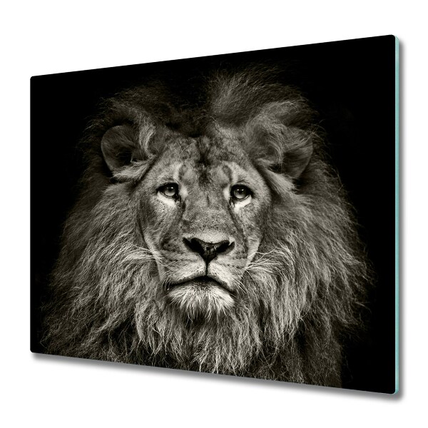 Cache plaque de cuisson Lion sur fond noir