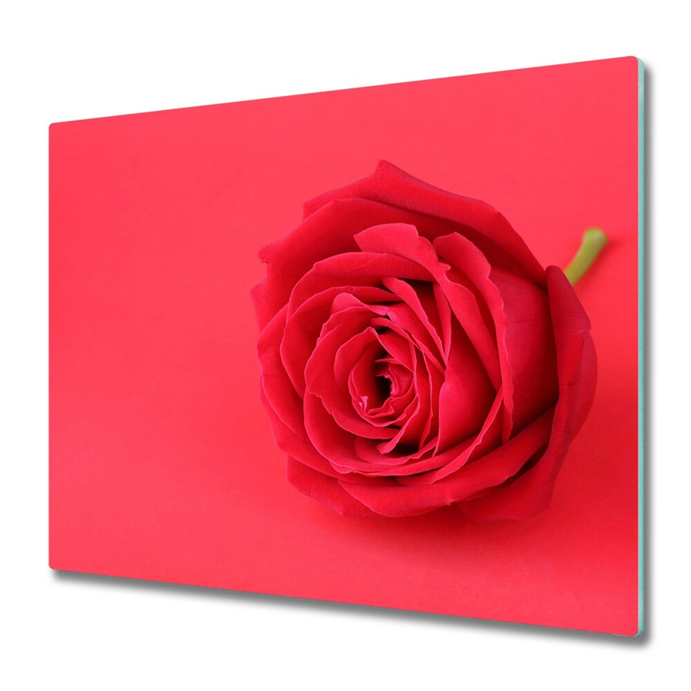 Planche à découper en verre Rose rouge sur fond rouge