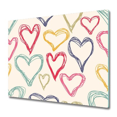 Protège plaque de cuisson Dessin de cœurs