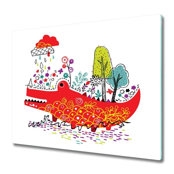 Protection pour plaque de cuisson Dessin d'un crocodile