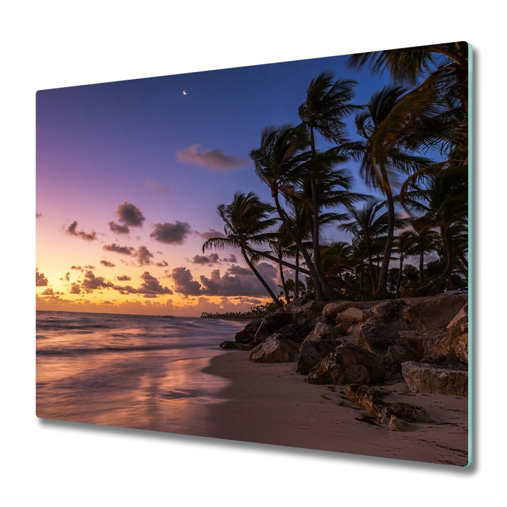 Protection pour plaque de cuisson Coucher de soleil sur une plage tropicale