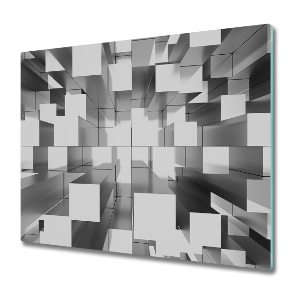 Cache plaque de cuisson Abstraction avec fond de cubes blancs