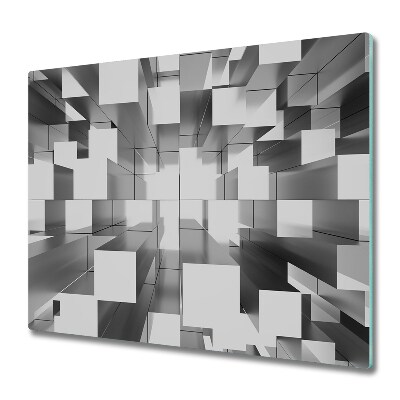 Cache plaque de cuisson Abstraction avec fond de cubes blancs
