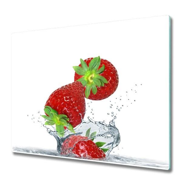 Planche à découper en verre Fraises tombant dans l'eau