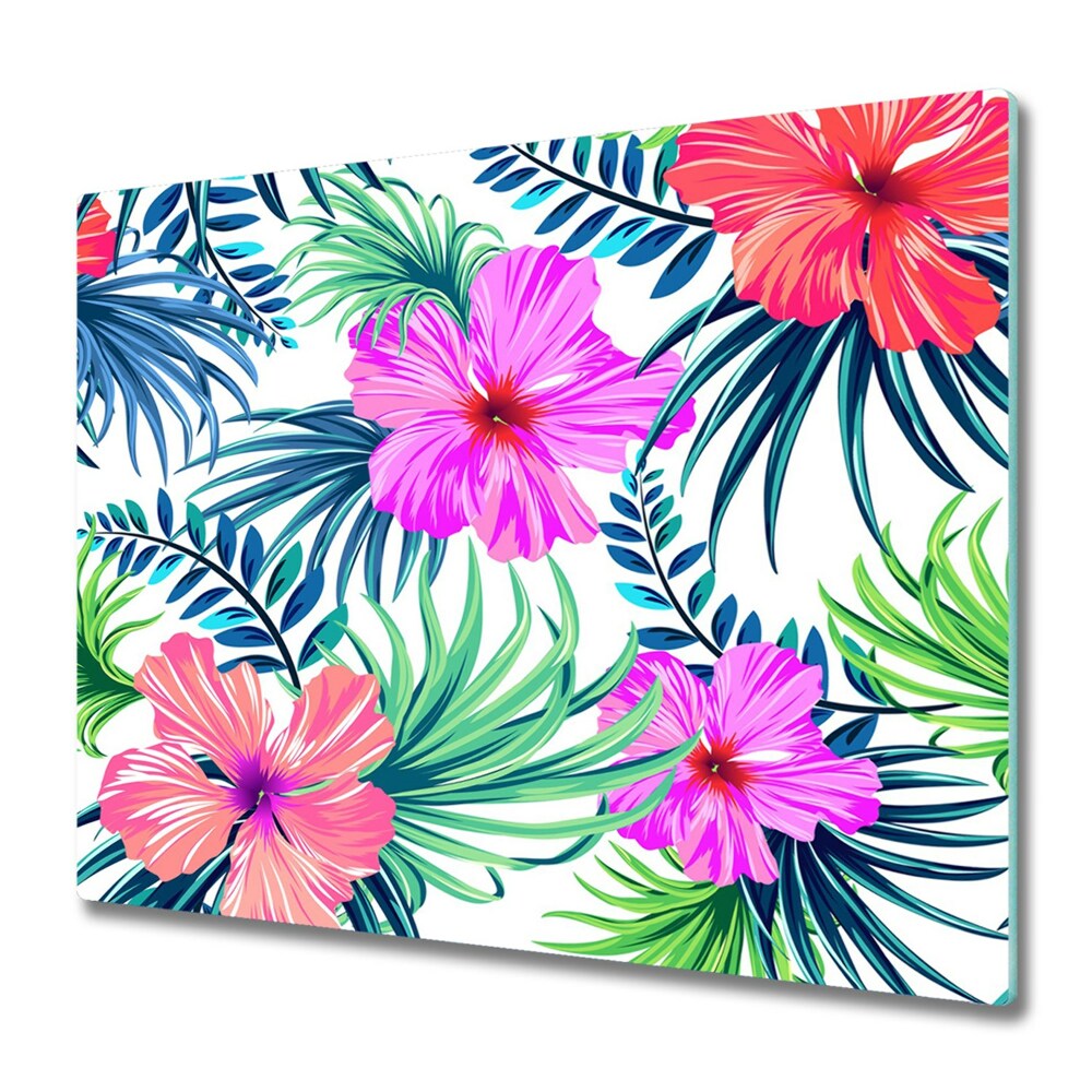 Protège plaque de cuisson Motif de fleurs hawaïennes et de feuilles de palmier