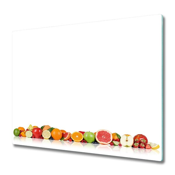 Protège plaque de cuisson Fruits colorés sur fond blanc