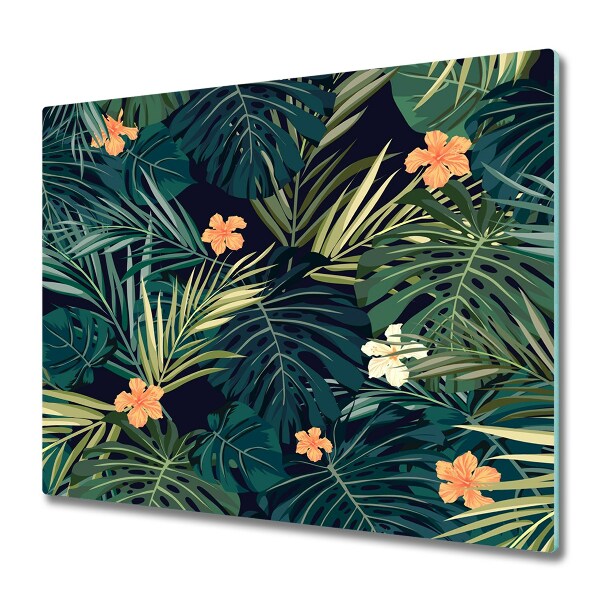 Protection plaque induction Feuilles et fleurs tropicales