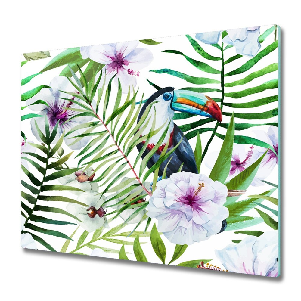 Cache plaque de cuisson Toucan et feuilles tropicales