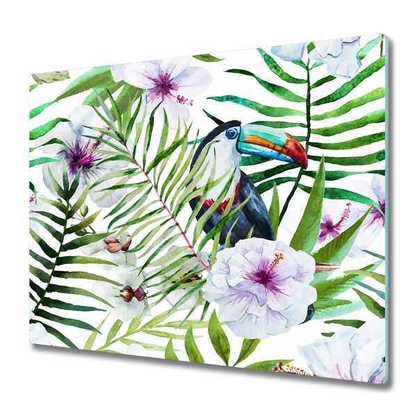 Cache plaque de cuisson Toucan et feuilles tropicales