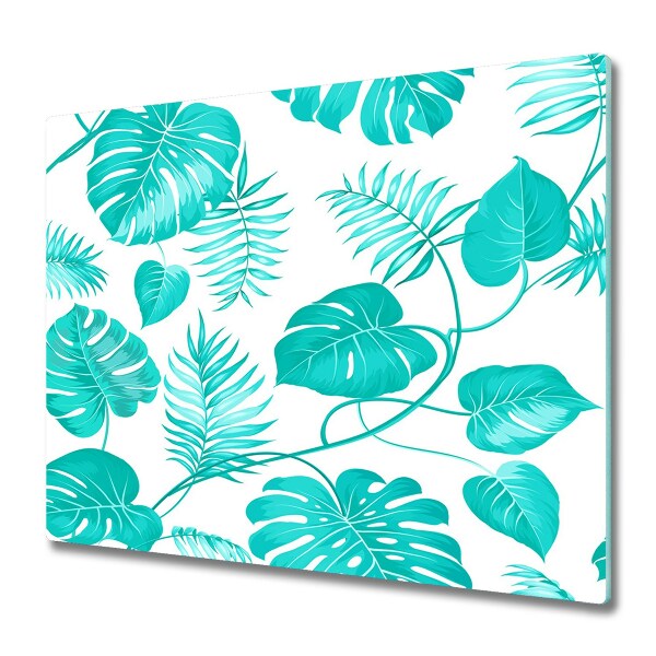 Cache plaque de cuisson Feuilles tropicales bleues