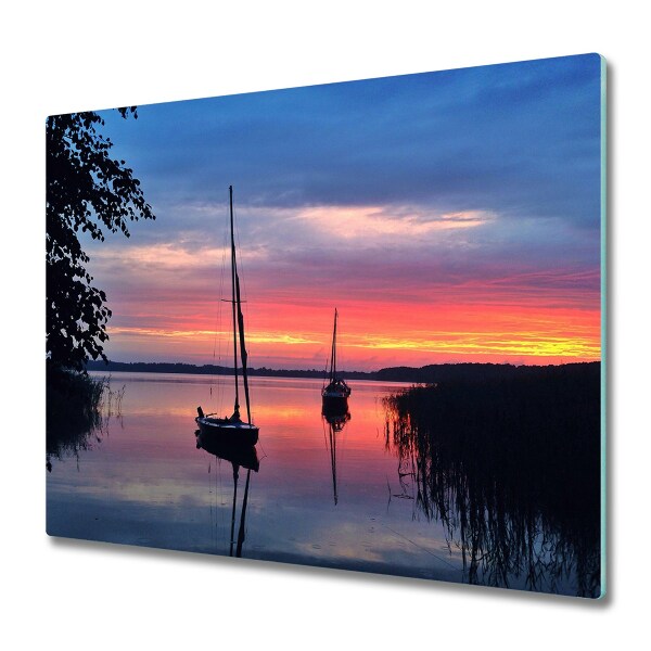 Protection pour plaque de cuisson Bateaux au coucher du soleil