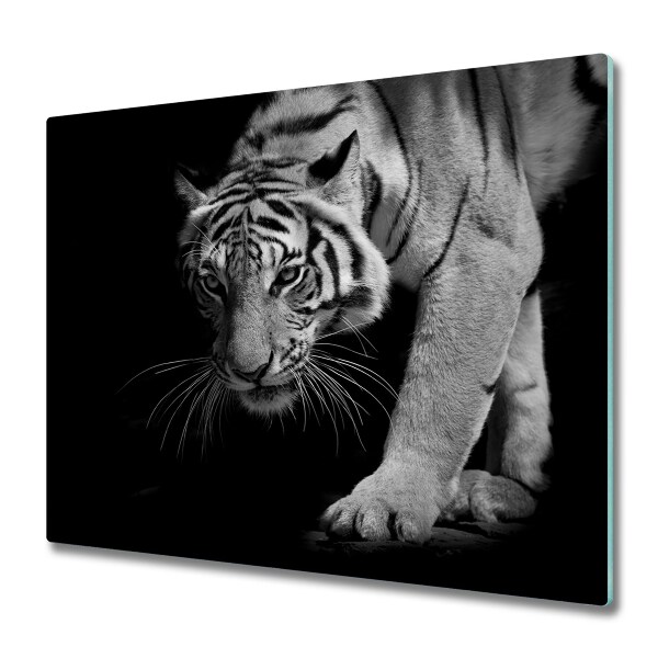 Cache plaque de cuisson Tigre noir et blanc