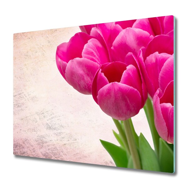 Cache plaque de cuisson Bouquet de tulipes roses