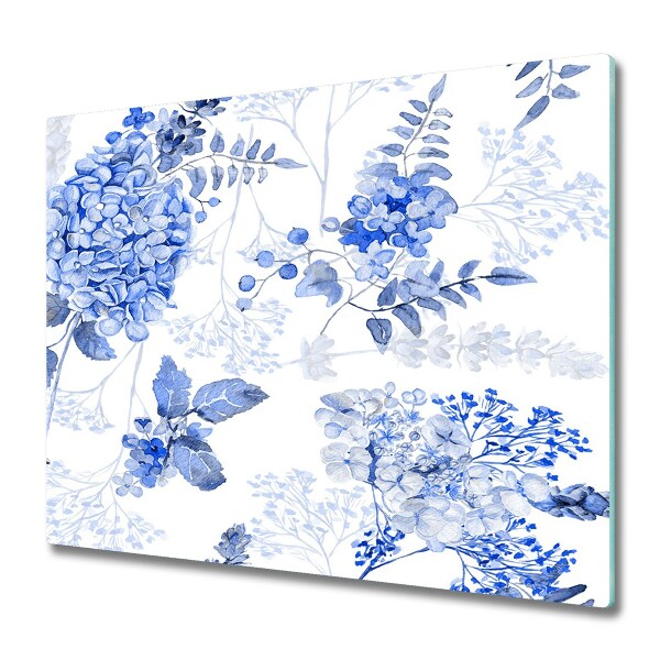 Planche à découper verre Motif floral bleu clair