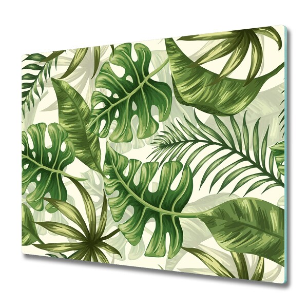 Couvre plaque de cuisson Palmier tropical et feuilles de monstera